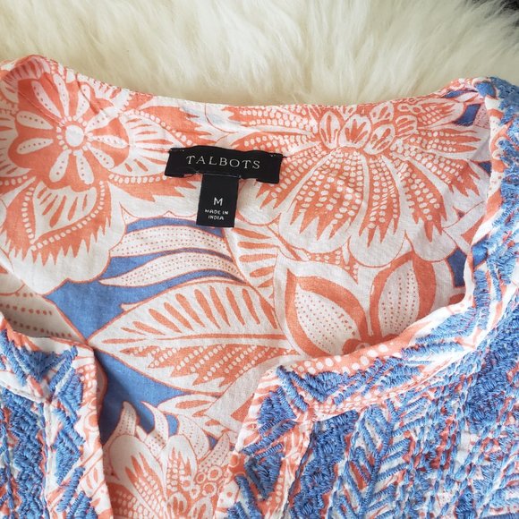 Talbots 100% Cotton Tropical Tunic - Fun and cool! Size M - Picture 4 of 7